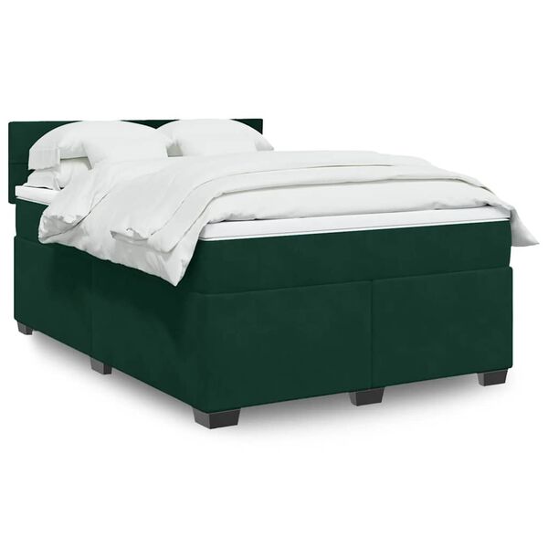 vidaXL Sommier &agrave; lattes de lit et matelas Vert fonc&eacute; 160x200cm Velours