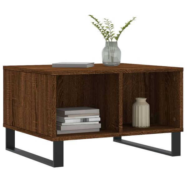vidaXL Table basse Ch&ecirc;ne marron 60x50x36,5 cm Bois d'ing&eacute;nierie