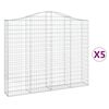vidaXL Paniers à gabions arqués 5 pcs 200x30x160/180 cm Fer galvanisé