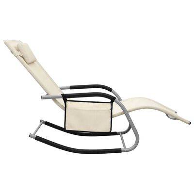 vidaXL Chaise longue textilène crème et gris
