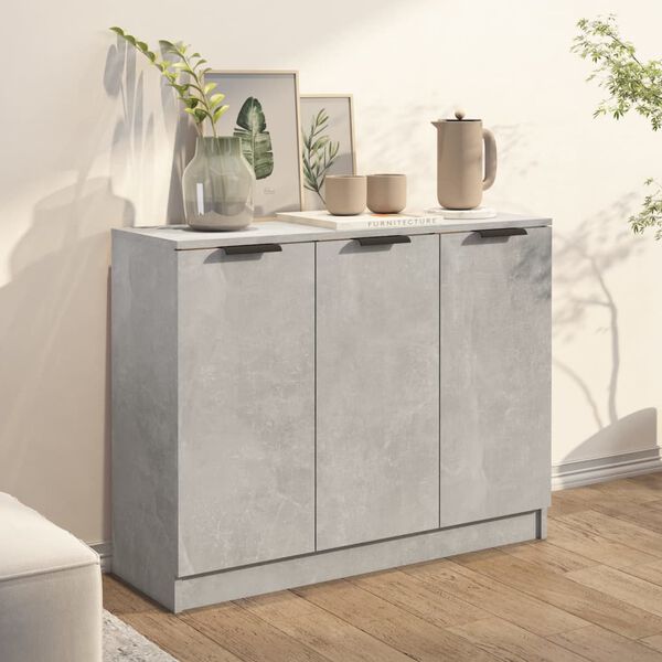 vidaXL Buffet Gris béton 90,5x30x70 cm Bois d'ingénierie
