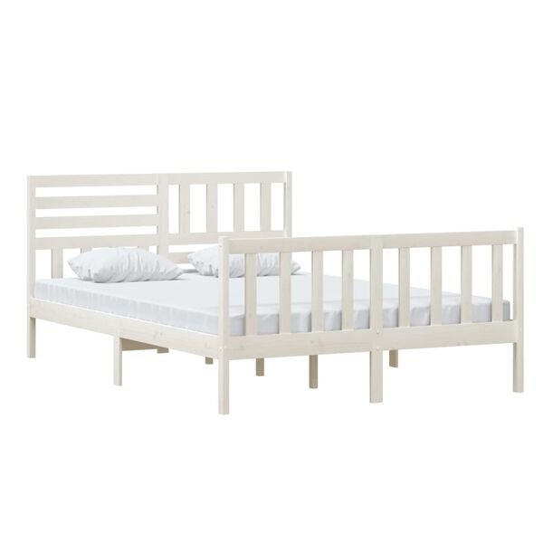 vidaXL Cadre de lit sans matelas blanc bois massif 140x200 cm