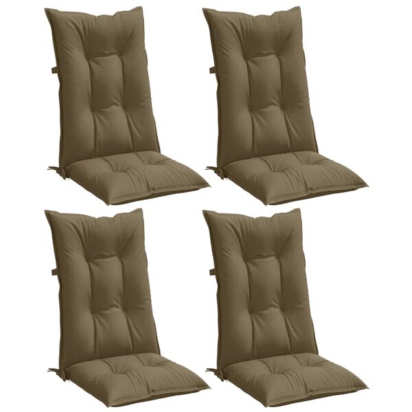 vidaXL Coussins de chaise &agrave; dossier haut lot de 4 taupe m&eacute;lang&eacute; tissu