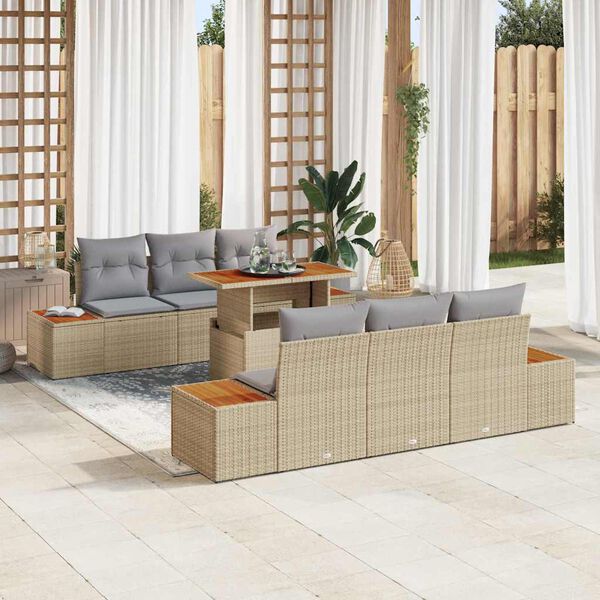 vidaXL Ensemble de salle à manger pour jardin 7 pcs Beige et gris