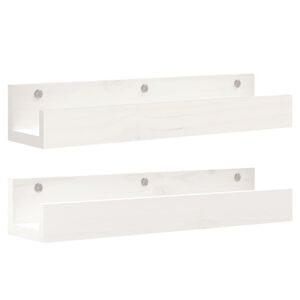 vidaXL &Eacute;tag&egrave;res murales 2 pcs Blanc 50x12x9 cm Bois de pin massif
