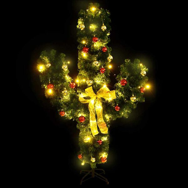 vidaXL Cactus de No&euml;l avec support et LED Vert 210 cm PVC
