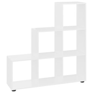 vidaXL Biblioth&egrave;que escalier Blanc brillant 107 cm Bois d'ing&eacute;nierie