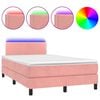 vidaXL Sommier &agrave; lattes de lit avec matelas LED Rose 120x200cm Velours