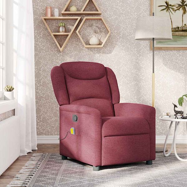vidaXL Fauteuil de massage inclinable Rouge bordeaux Tissu