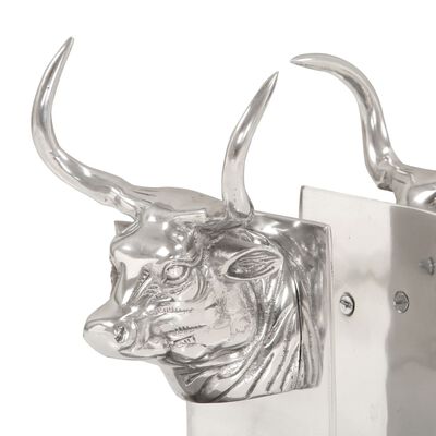 vidaXL Serre-livres tête de vache 2 pcs Aluminium 17x16x29 cm Argenté