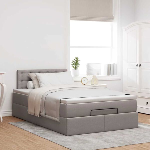 vidaXL Cadre de lit ottoman avec matelas taupe 120x200 cm tissu