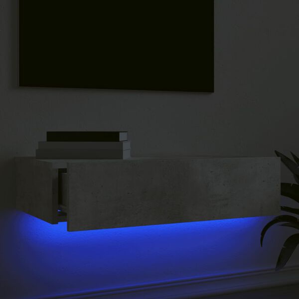 vidaXL Meuble TV avec &eacute;clairage LED gris b&eacute;ton 60x35x15,5 cm