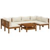 vidaXL Salon de jardin 7 pcs avec coussin cr&egrave;me Bois d'acacia solide