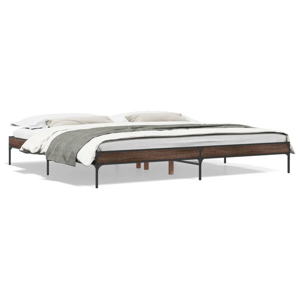 vidaXL Cadre de lit sans matelas ch&ecirc;ne marron 200x200 cm