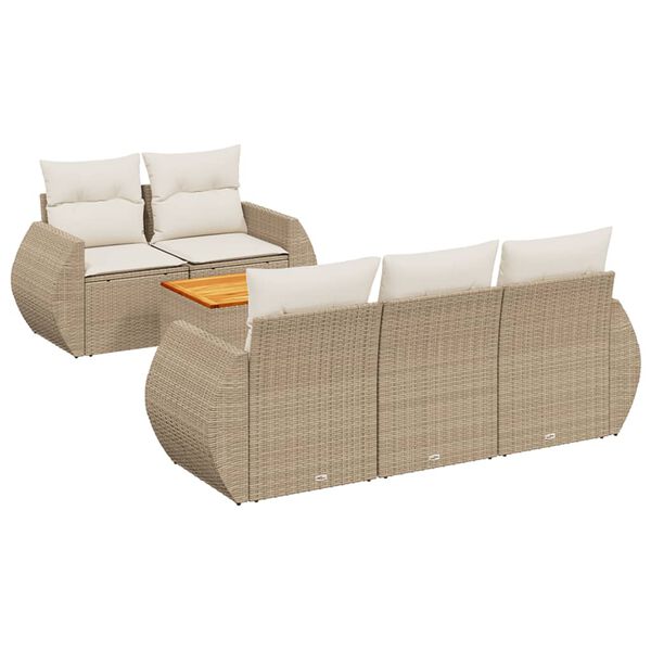 vidaXL Salon de jardin avec coussins 6 pcs beige r&eacute;sine tress&eacute;e