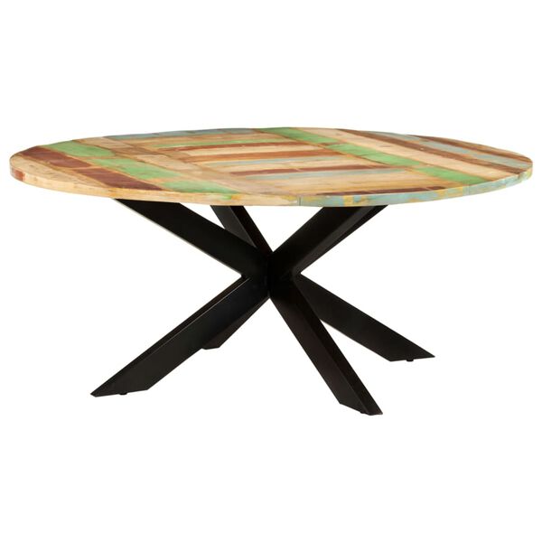 vidaXL Table &agrave; manger ronde 175x75 cm Bois de r&eacute;cup&eacute;ration massif