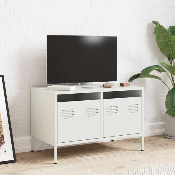 vidaXL Meuble TV blanc 68x39x43,5 cm acier lamin&eacute; &agrave; froid