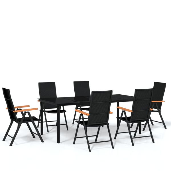 vidaXL Ensemble à manger de jardin 7 pcs Noir