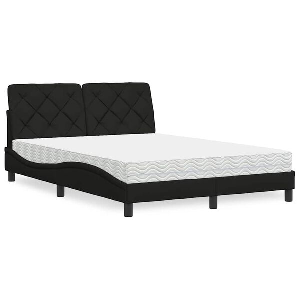 vidaXL Lit avec matelas noir 120x200 cm tissu