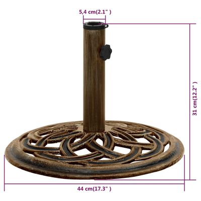 vidaXL Socle de parasol Bronze 44x44x31 cm Fonte