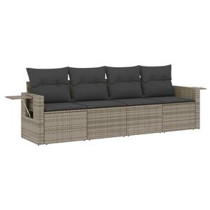 vidaXL Salon de jardin 4 pcs avec coussins gris r&eacute;sine tress&eacute;e