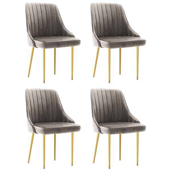 vidaXL Chaises &agrave; manger lot de 4 gris clair velours
