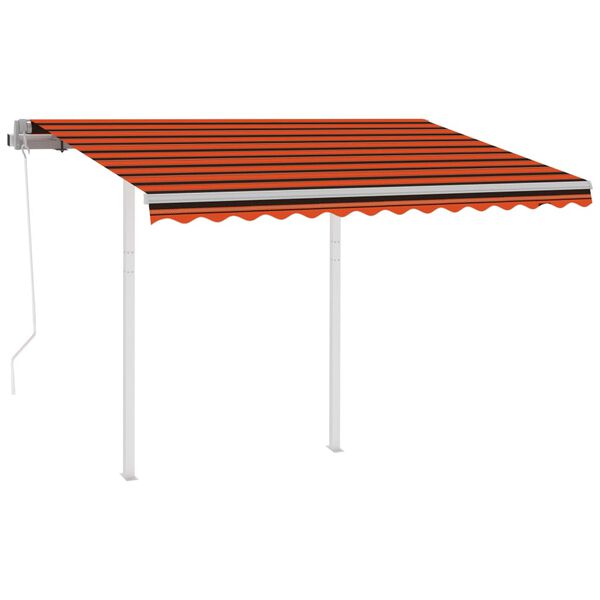 vidaXL Auvent r&eacute;tractable automatique et poteaux 3x2,5 m Orange marron