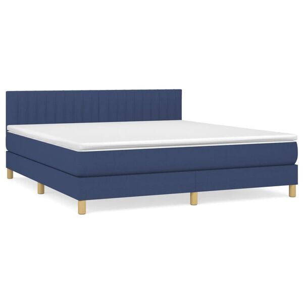 vidaXL Sommier &agrave; lattes de lit avec matelas Bleu 180x200 cm Tissu