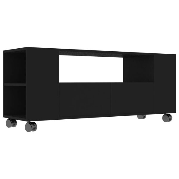 vidaXL Meuble TV Noir 120x35x48 cm Bois d'ing&eacute;nierie