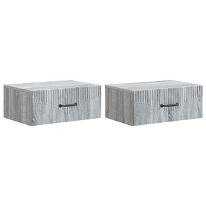vidaXL Cabinet de chevet mural 2 pcs Sonoma gris 49 x 34,5 x 20 cm