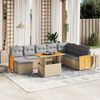 vidaXL Salon de jardin avec coussins 9 pcs beige r&eacute;sine tress&eacute;e