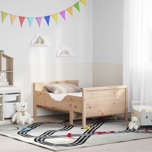 vidaXL Cadre de lit avec matelas Marron 80 x 200 cm Bois de pin massif