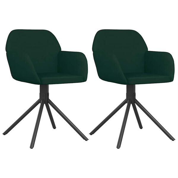 vidaXL Chaises pivotantes à manger lot de 2 Vert foncé Velours