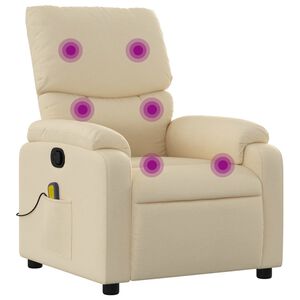 vidaXL Fauteuil inclinable de massage cr&egrave;me tissu