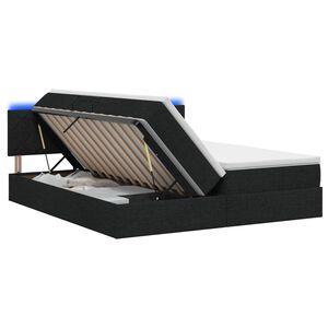 vidaXL Lit de rangement LED avec matelas Noir 180 x 200 cm Tissu