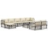 vidaXL Salon de jardin 10 pcs avec coussins anthracite r&eacute;sine tress&eacute;e
