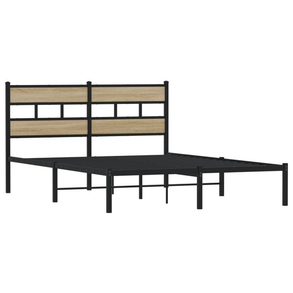 vidaXL Cadre de lit en m&eacute;tal sans matelas ch&ecirc;ne sonoma 160x200 cm