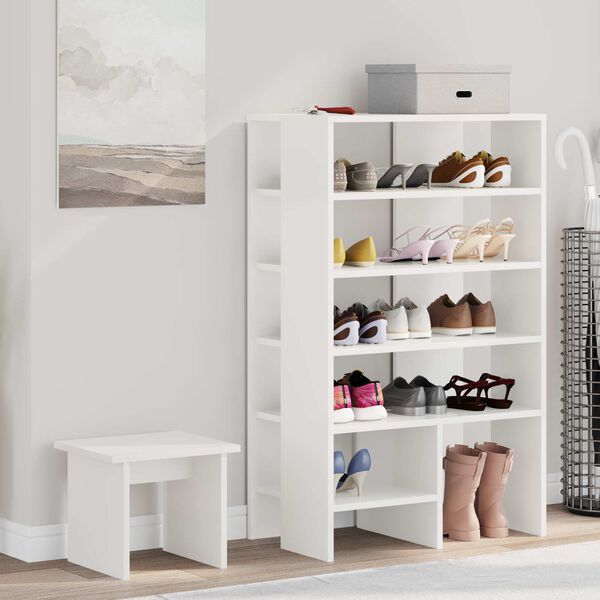 vidaXL Cabinet &agrave; chaussures avec &eacute;tag&egrave;re 2 pcs Blanc Bois d'ing&eacute;nierie