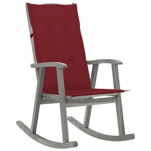 vidaXL Chaise &agrave; bascule avec coussins Gris Bois d'acacia massif
