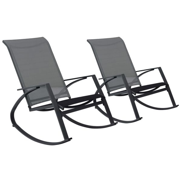 vidaXL Chaises à bascule de jardin lot de 2 Textilène Gris foncé