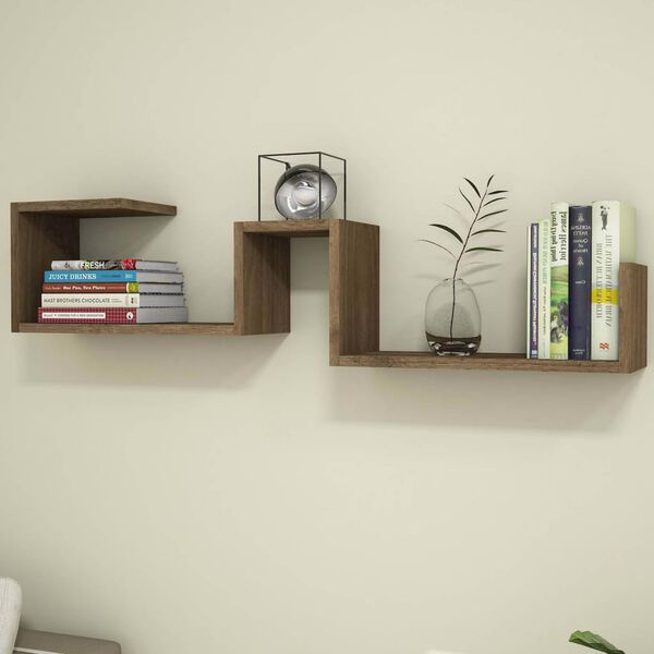 Homemania &Eacute;tag&egrave;re murale Maze 117x22x30 cm Noyer