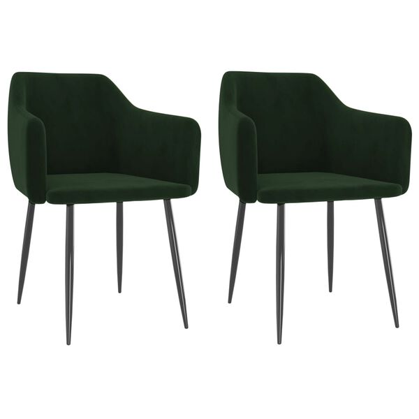 vidaXL Chaises &agrave; manger lot de 2 Vert fonc&eacute; Velours