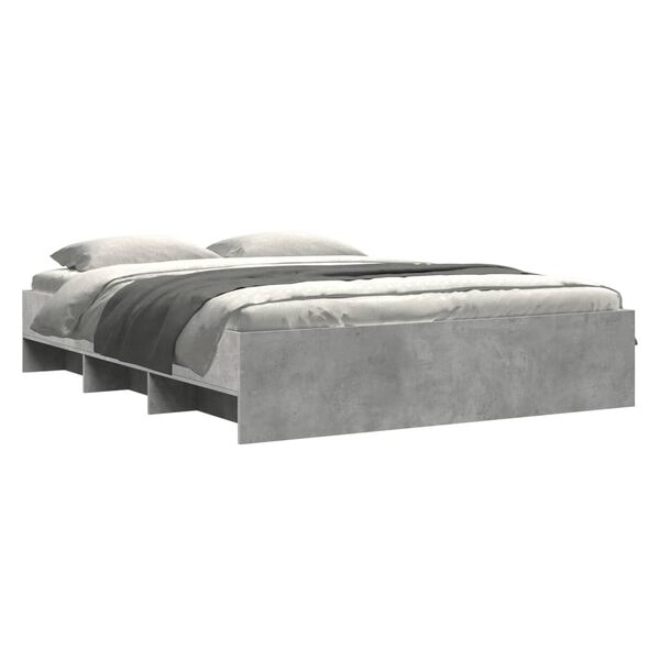 vidaXL Cadre de lit sans matelas gris b&eacute;ton 150x200 cm bois ing&eacute;nierie