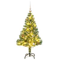 vidaXL Sapin de Noël artificiel 150 LED&boules&neige floquée 120 cm