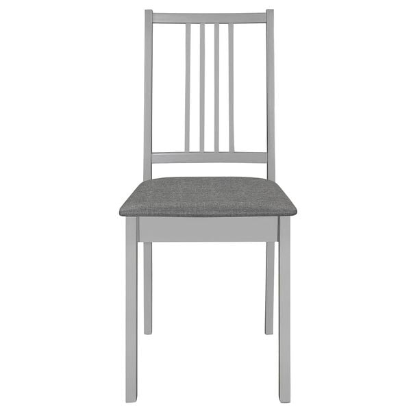 vidaXL Chaises &agrave; manger avec coussins lot de 2 gris bois solide