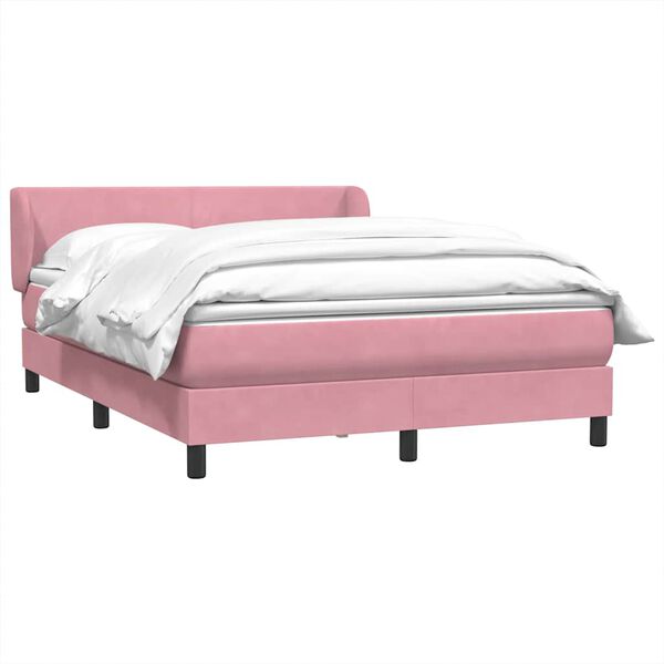 vidaXL Sommier &agrave; lattes de lit avec matelas rose 160x210 cm velours