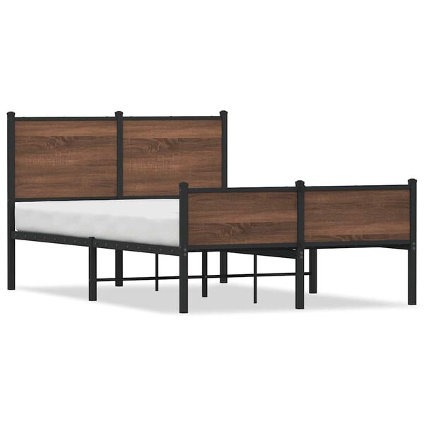 vidaXL Cadre de lit en métal sans matelas chêne marron 120x190 cm