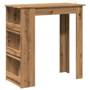 vidaXL Table de bar avec &eacute;tag&egrave;re de rangement ch&ecirc;ne artisanal