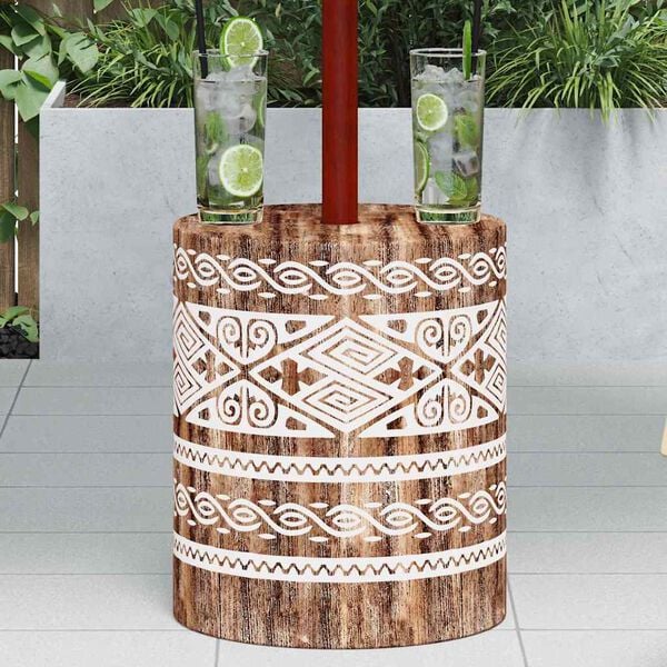 vidaXL Pied de parasol Blanc lavé Ø34 x 40 cm Bois Massif