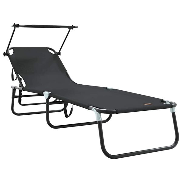 vidaXL Chaise longue pliante Noir 190 x 57 x 81 cm oxford